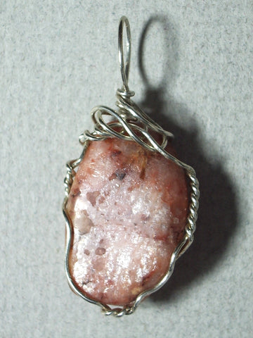 Pink Amazonite Pendant Wire Wrapped .925 Sterling Silver - Jemel