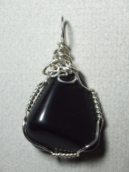 Vintage sterling silver artisan crafted wire wrapped popular onyx pendant