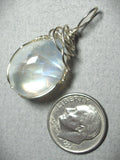 Blue Moonstone Cabochon Pendant Wire Wrapped .925 Sterling Silver
