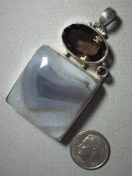 Agate/Smokey Quartz shops pendant