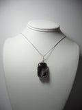 Black Lace Agate Bead Pendant Wire Wrapped .925 Sterling Silver display - Jemel