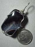 Black Lace Agate Bead Pendant Wire Wrapped .925 Sterling Silver