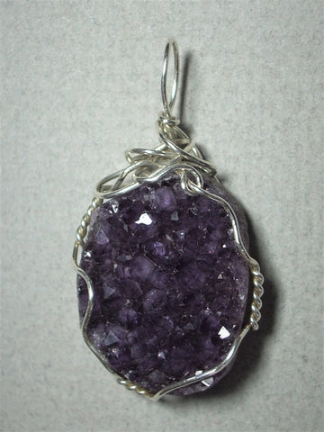 Amethyst Crystal Cluster Pendant Wire Wrapped .925 Sterling Silver - Jemel