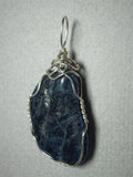 Blue Apatite Pendant Wire Wrapped .925 Sterling Silver