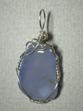 Blue Chalcedony Pendant Wire Wrapped .925 Sterling Silver