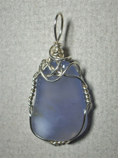 Blue Chalcedony Pendant Wire Wrapped .925 Sterling Silver – Jemel