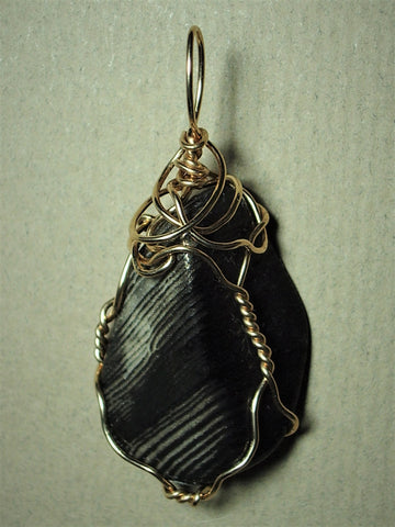 Contour Onyx Pendant Wire Wrapped .925 Sterling Silver - Jemel