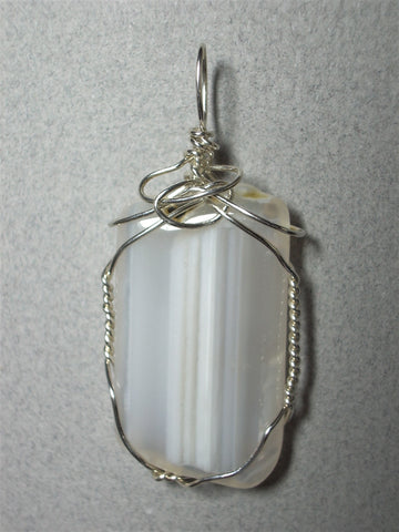 Banded Opal Pendant Wire Wrapped .925 Sterling Silver - Jemel
