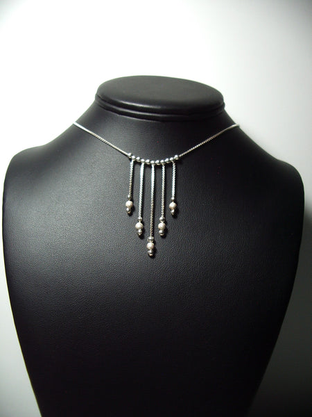 Sterling Silver 1 mm Box Chain with Dangle Silver and Silver Foil Bead ...