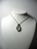 Green Chalcedony Cabochon Pendant Sterling Silver Bezel w/ 16” 2.8 mm Sterling Silver Cable Chain display - Jemel