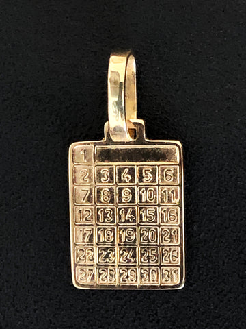 18K Gold Calendar Pendant