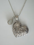 Sterling Silver Mesh Heart and Blue Moonstone Teardrop Pendants w/ 18” 1.7 mm SS Cable Chain