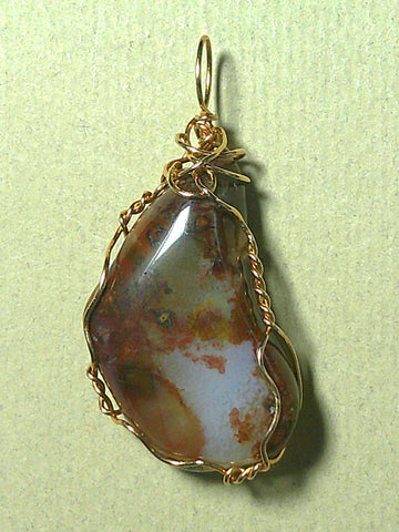 Agate Pendant Wire Wrapped Bronze
