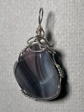 Botswana Agate Pendant Wire Wrapped .925 Sterling Silver - Jemel