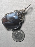 Botswana Agate Pendant Wire Wrapped .925 Sterling Silver - Jemel