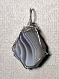Botswana Agate Bead Pendant Wire Wrapped .925 Sterling Silver