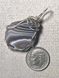 Botswana Agate Bead Pendant Wire Wrapped .925 Sterling Silver