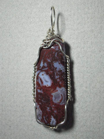 Crystal Lace Agate Pendant Wire Wrapped .925 Sterling Silver - Jemel