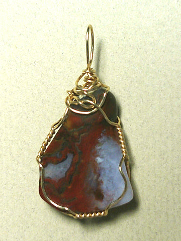 Crystal Lace Agate Pendant Wire Wrapped 14/20 Gold Filled - Jemel