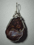 Fire Agate Pendant Wire Wrapped .925 Sterling Silver