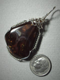 Fire Agate Pendant Wire Wrapped .925 Sterling Silver