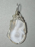 Lace Agate Pendant Wire Wrapped .925 Sterling Silver