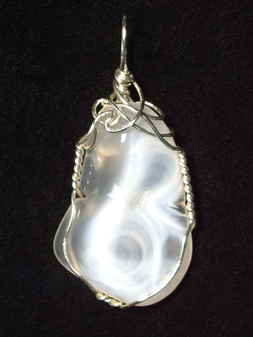 Lace Agate Pendant Wire Wrapped .925 Sterling Silver - Jemel