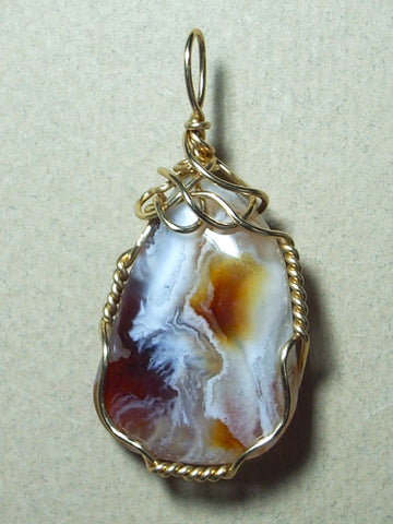 Lace Agate Pendant Wire Wrapped 14/20 Gold Filled  - Jemel