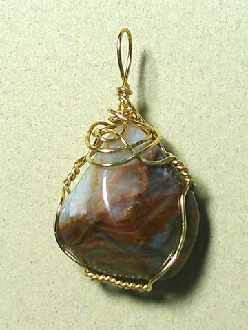 Lace Agate Pendant Wire Wrapped 14/20 Gold Filled  - Jemel