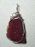 Red Moss Agate Stone Pendant Wire Wrapped .925 Sterling Silver