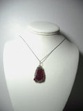 Red Moss Agate Pendant Wire Wrapped .925 Sterling Silver display - Jemel