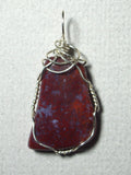 Red Moss Agate Pendant Wire Wrapped .925 Sterling Silver - Jemel