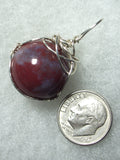 Red Moss Agate Ball Sphere Marble Pendant Wire Wrapped .925 Sterling Silver