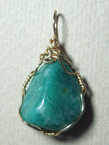 Amazonite Pendant Wire Wrapped 14/20 Gold Filled - Jemel