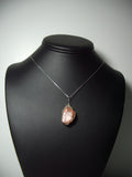 Pink Amazonite Pendant Wire Wrapped .925 Sterling Silver display - Jemel
