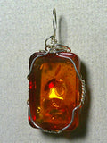 Mexican Amber Pendant Wire Wrapped .925 Sterling Silver