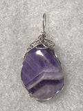 Amethyst Chevron Pendant Wire Wrapped .925 Sterling Silver - Jemel