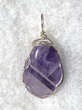 Amethyst Chevron Pendant Wire Wrapped .925 Sterling Silver - Jemel