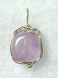 Amethyst Bead Pendant Wire Wrapped .925 Sterling Silver
