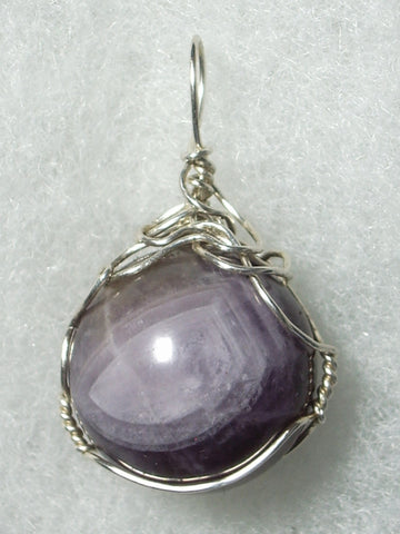 Amethyst Crystal Ball Sphere Marble Pendant Wire Wrapped .925 Sterling Silver - Jemel