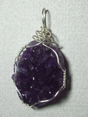 Amethyst Crystal Cluster Pendant Wire Wrapped .925 Sterling Silver - Jemel