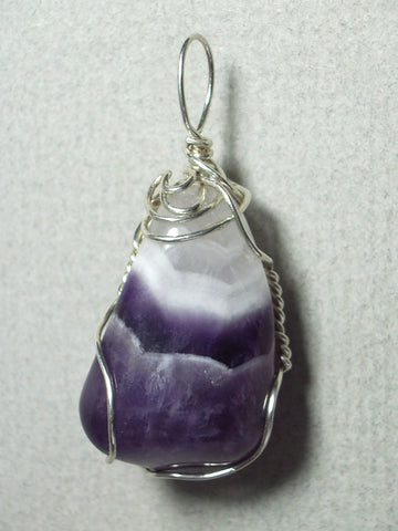 Amethyst Chevron Pendant Wire Wrapped .925 Sterling Silver - Jemel