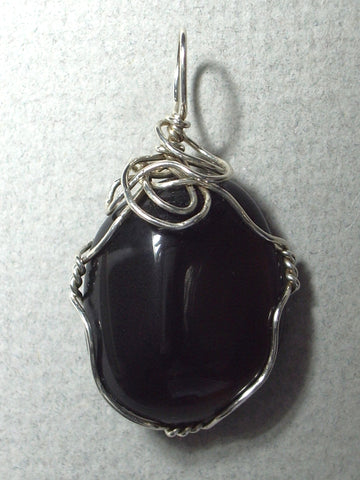 Apache Tear Pendant Wire Wrapped .925 Sterling Silver - Jemel
