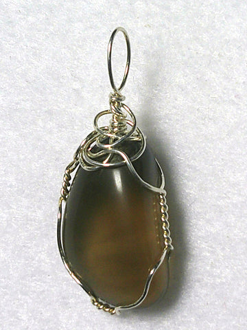 Apache Tear Pendant Wire Wrapped .925 Sterling Silver - Jemel