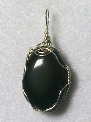 Apache Tear Pendant Wire Wrapped .925 Sterling Silver - Jemel