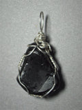 Raw Apache Tear Pendant Wire Wrapped .925 Sterling Silver