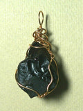 Raw Apache Tear Pendant Wire Wrapped Bronze