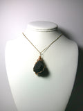 Raw Apache Tear Pendant Wire Wrapped Bronze display - Jemel