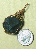 Raw Apache Tear Pendant Wire Wrapped Bronze