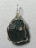 Raw Apache Tear Pendant Wire Wrapped .925 Sterling Silver